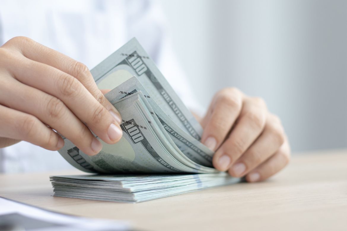 a person calculating currency notes